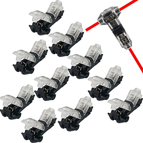 CTRICALVER Double T-type Gold Pin Terminal Wiring Connector, Easy and Quick Installation, Set of 10