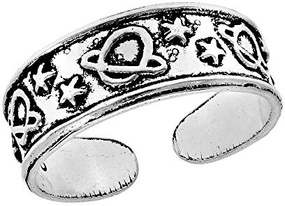 Trendig Planet and Stars Universe .925 sterling silver tåring eller Pinky Ring