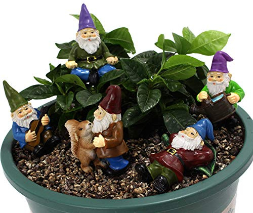 Garden Ornaments Outdoor, Garden Stakes Ornaments Plant Decorations Stick Resin Gnomes Figurine Gnome Garden Statues Decorations for DIY Yard Lawn 5pcs
