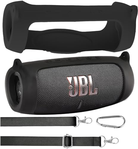 co2CREA Silicone Case for JBL Charge 5 WiFi and Bluetooth Speaker | Portable Ultra-light Protective Sleeve with Carabiner and Detachable Shoulder Strap