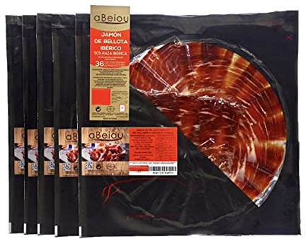 Jambon Ibérique nourri au gland de Bellota Coupé à la Main 500 g (5 assiettes) — Affinage +36 Mois — Certifié Hycer — Jamón Ibérico de Bellota — Guijuelo Espagne — aBeiou