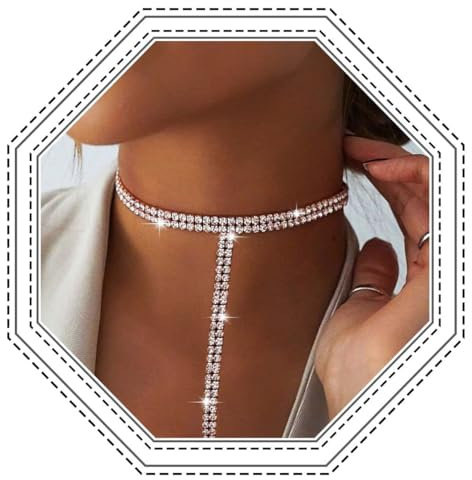 Jovono Boho-Kristall-Halskette, goldfarbene Strass-Halsketten, Party-Anhängerkette für Frauen und Mädchen