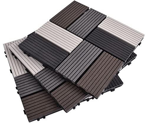 Baldosas de Madera Pisos Entrelazados De Empalme De Bricolaje, Azulejos De La Cubierta del Jardín del Patio del Balcón, Impermeable para Interiores Y Exteriores para Todo Clima, Fácil De Poner