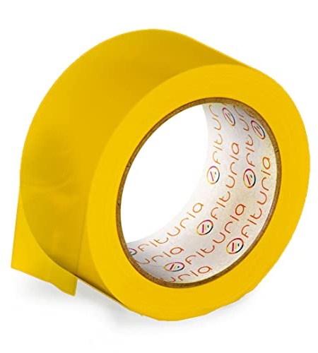 OFITURIA Yellow Adhesive Tape for Packing and Organising Your Boxes and Shipments, Seal in Various Bright Colours 66 m x 48 mm (1 Unit - Yellow)