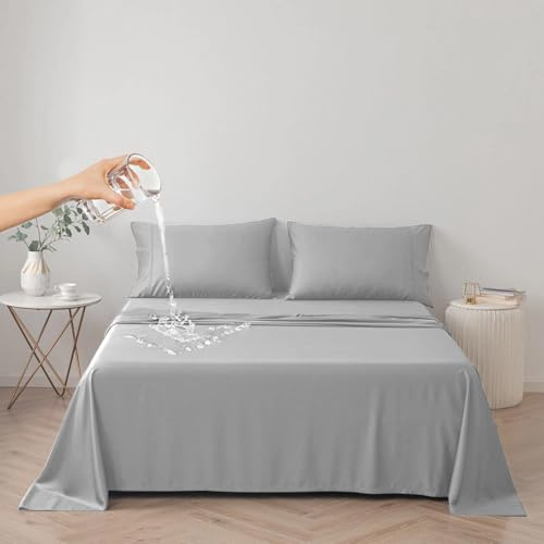 DUJUIKE Cubierta de Cama Impermeable, sábana Impermeable, Protector de colchón, Funda de sofá para Perro, Gato, niños (Twin 160 * 230cm, Gris)