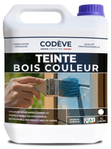 Teinte Bois Couleur - Codeve Bois/Noir - 5L - Intérieur/extérieur - Pour Teinter En Couleurs Vos Bois Résineux, Européen Ou Exotique.