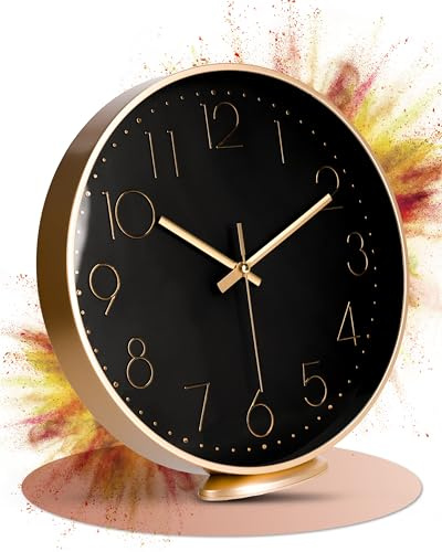LATENO - Wanduhr Rosegold - Zum Aufstellen oder Aufhängen - 30 cm - lautlos - Klassisch und Modern - Quarz Uhrwerk - ohne Tickgeräusche - Für Wohnzimmer Büro UVM