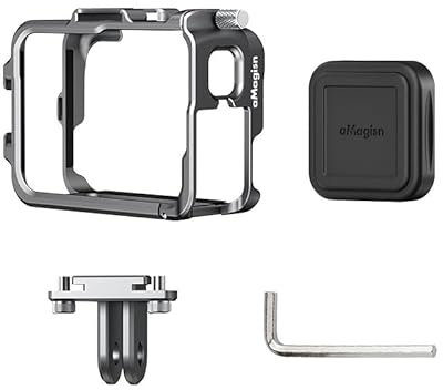 Aluminium-Rahmenkäfig + Objektivkappe für Insta360 Ace Pro/Ace, Action-Kamera-Metallschutzgehäuse mit offizieller Drehständerhalterung, ultraleichte Schutzhülle Zubehör