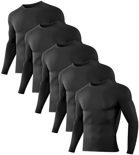 Dalavch 5 Pack Men’s Compression Shirts Long Sleeve Athletic Workout Tops