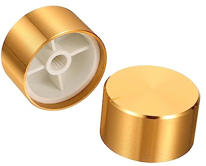 Goldene Aluminium Gitarrenpotentiometerknöpfe für E-gitarre | Bass, Volumensteuerung, Korrosionsarm und Leicht Montierbar, Passendes Zubehör im Kompakten 2 Stück
