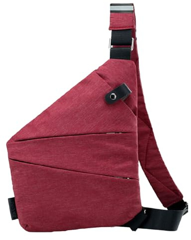 Stöldsäker väska dam stöldsäker resväska väska stöldsäker bröstväska säker väska stöldsäker reseväska flex väska axelväska bodybag högerhänt, Vinröd