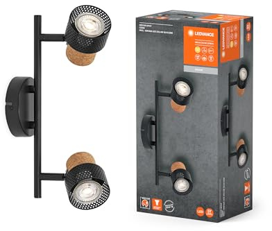 LEDVANCE DECOR SPOT CORK, 2 x 3,4W, 460lm, negro, foco, cabezales | , LED Lamp, not relevant mm dia, 25000 hours, Paquete de 1