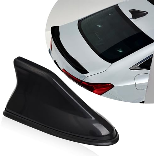 dawfall 1 PC Car Shark Fin Antenna, ABS Paint Process Shark Fin Tail Waterproof Rubber Ring Stable Signal Receiving Antenna, Replacement Car Roof Decorative Antenna Cap, for Cars (Black)