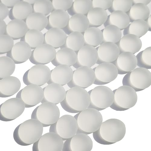QYGL Sea Glass Gems - 0.9 Lb White Frosted Flat Glass Marble