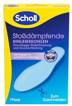 Scholl Stoßdämpfende Einlegesohlen - Enthalten über 3000 Gel Noppen für ganztägige Stoßdämpfung und Druckentlastung, atmungsaktive und waschbare Schuheinlagen, passgenaue Schuheinlagen, 36-47, 1 Paar