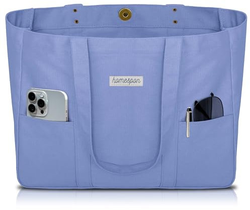 HOMESPON Canvas Tote Bag Damen Handtasche Groß Shopper Taschen Umhängetasche mit Laptop Fach