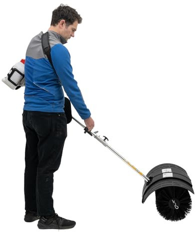 Kehrmaschine Benzin, 2.3HP 2-Takt Benzin Motorbesen Kehrmaschine, 52CC Benzinmotor Besen mit Werkzeugtasche, Schneeräumer für Kunstrasen Geeignet für Die Reinigung Von Kunstrasen und Straßen