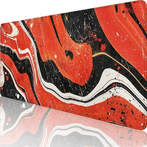 Alfombrilla Ratón Gaming Rojo 1000 x 500mm, Alfombrilla Ratón XXL Abstracto, Mouse Pad con Base de Goma Antideslizante, Impermeable Bordes Cosidos Alfombrilla Escritorio para Ratón y Teclado I-J
