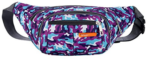 Sport-Bauchtasche, tragbar, Nylon, Camouflage, Sport-Taillenbeutel für Damen und Herren, modische Hüfttaschen für Damen (lila, Einheitsgröße)