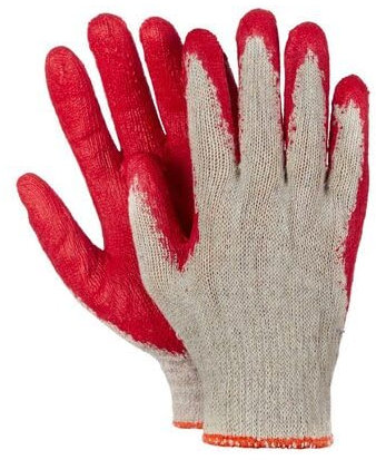 VEPATIM 50 Paar Arbeitshandschuhe Montagehandschuhe Baumwolle Latex Größe L-9 rot