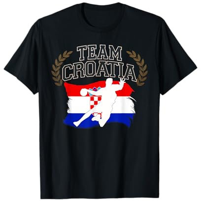 Handball Kroatien Trikot Handballspieler Handballspiel T-Shirt
