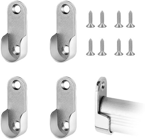 4 Pezzi Supporto Tubo Armadio, Prese Asta Armadio, Supporto per Tubi per Armadio, Asta Armadio Supporto, Supporto per Asta Appendiabiti per L'Estremità Dell'Asta Binario Per Tende e Armadi