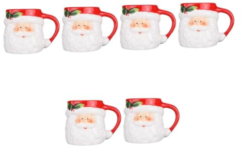 TOPBATHY 3 Sätze Porzellantasse Weihnachtsbecher Kaffeetassen Weihnachtstasse Weihnachtsbrille Doppelt Weihnachtsgeschirr Vintage Tassen Weihnachten Trinkbecher Rot Keramik 2 Stück * 3