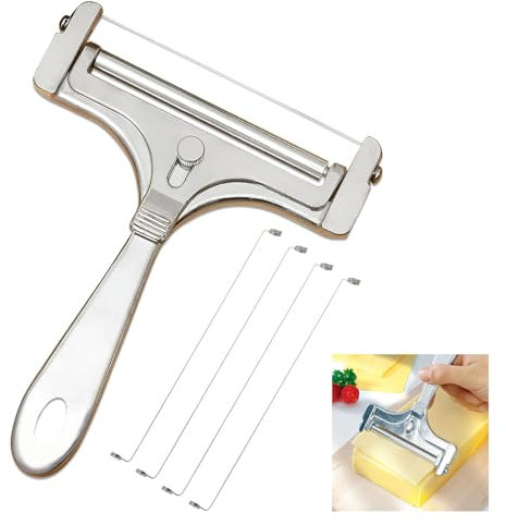 GVSS Manueller Käseschneider, Käseschneider, Käseschneider, aus Edelstahl mit 4 Ersatzdrähten, ideal für weiche bis mittelharte Käse, für professionelle oder private Küche