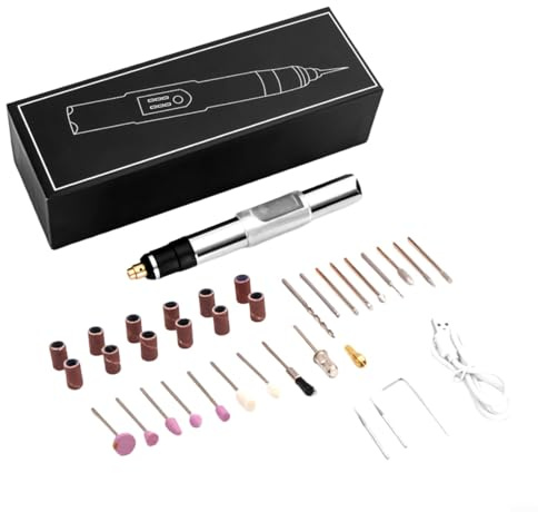 URPIZY Kabelloses Elektrisches Gravierstift USB Aufladbar Drehwerkzeug Schnitzmaschine Mit LCD-Anzeige 35W Motor 5000-25000 RPM Einstellbare Geschwindigkeit Für Holz Metall