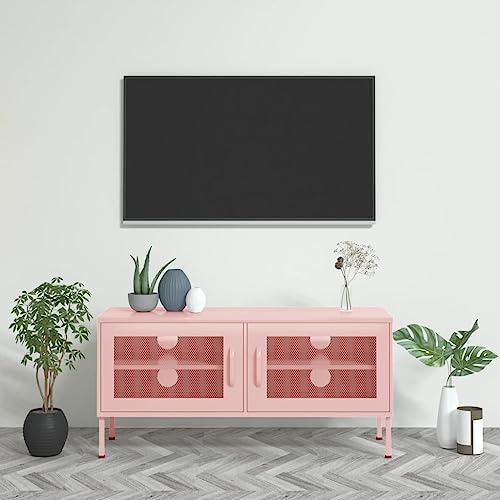 Woonisher Meuble TV Rose 105x35x50 cm Acier Ensemble Meuble TV et Table Basse