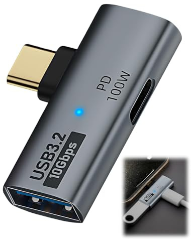 Adaptador OTG USB C PD 100 W con Alimentación Divisor De Tipo C A Doble USB C para iPhone 15 Pro MAX, Google TV Chromecast 2020, MacBook, Samsung Galaxy S22/S23