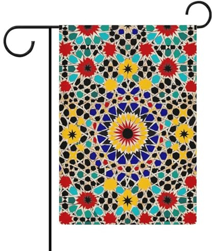 Drapeau de jardin 32,6 x 47,6 cm double face de couleur marocaine - Drapeaux de bienvenue saisonniers décoratifs pour cour extérieure - Petits drapeaux de jardin pour extérieur, terrasse, pelouse