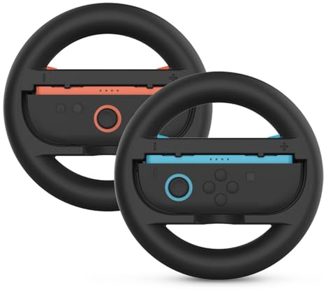TNP Switch 2 Steering Wheel Racing Compatible with Nintendo JoyCon 2 (2025) - Switch 2 Wheels for Mario Kart & Racing Games, Controller Accessory Grip Handle Kit Attachment, (Black, 2 Pack)