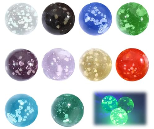 10 Billes Billes en Verre phosphorescentes, Pois Multicolores dans Une boîte en Plastique Transparente, pour Circuit de Billes, DIY et décoration