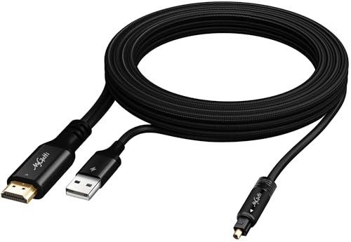 Cable de 192 kHz unidireccional 3 m HDMI ARC/eARC a óptico Toslink, cable convertidor de audio alimentado por USB para TV a barra de sonido, amplificador de cine en casa, altavoces antiguos – Plug