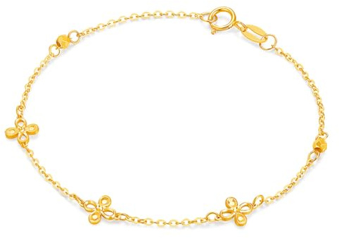 ANAZOZ Armband Damen Gold 585 Echtgold, Armkette für Braut Hochzeit mit Blumenform, Echtschmuck Armband 16 cm + 4 cm