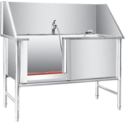 Professional Stainless Steel Dog Grooming Tub with Left Door for Home Pet Washing Station