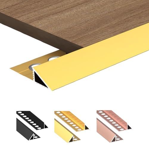 Tiras de transición de umbral, 2 piezas de 48/40/36 pulgadas, tiras de aluminio para cubrir el suelo, alfombra a baldosa/madera, borde de costura para un acabado de borde suave, soluciones duraderas y