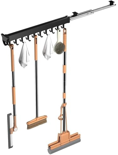 26-56CM Barra De Ropa Extraíble Para Guardarropa - Barra De Armario Extensible De Metal, 26-56CM Soporte Extraíble Para Escoba Y Fregona, Ganchos Organizadores Para Garaje(56cm/22.0inch)