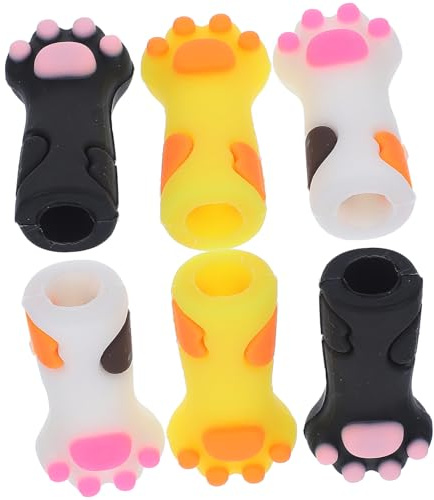 Generic Set de 6 Pinzas para Cutículas Funda Protectora de Silicona en Colores Mixtos Diseño de Pata de Gato Herramienta para Manicura y Pedicura Accesorio Seguro y Reutilizable