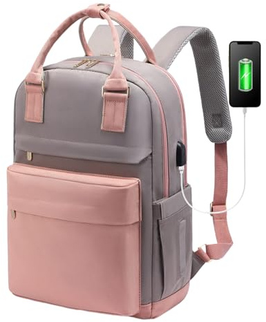 Laptop-Rucksack – Technologie | Power Satchel: stoßfestes | Computeraufbewahrungsdesign, organisierter Transport mit mehreren Taschen für Reisen, Arbeit und, rosa mit, siehe die Beschre
