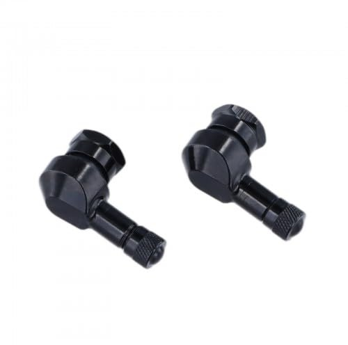 2er Set Motorrad Winkelventil 90° – 11,3 mm Metallventile aus CNC-Aluminium mit Gummidichtung, auslaufsicher, Felgenventil, Ventilverlängerung & Adapter