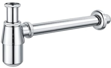 Sifon Universal para Fregadero y Lavabo 1 1/4 x 32 mm Antiolor Regulable Altura Desague Metalico Cromado Antifugas Instalacion Facil Cocina Bano Aseo Compacto Resistente Brillante Uso Diario WC