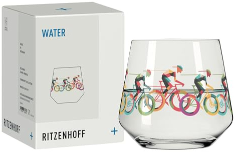 RITZENHOFF 8264001 Wasserglas 420 ml – Radsport – Auf zwei Rädern zur Erfrischung! Dieses Wasserglas ist gemacht für alle, die das Leben – Made in Germany