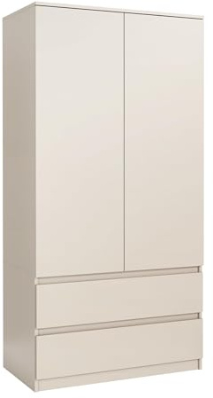 meble masztalerz Armadio Camera da Letto con 2 Cassetti Larghezza 90 cm - Mobile Camera da Letto - Armad Camera Letto Moderni - Guardaroba Armadio - Bianco - 180x90x50cm