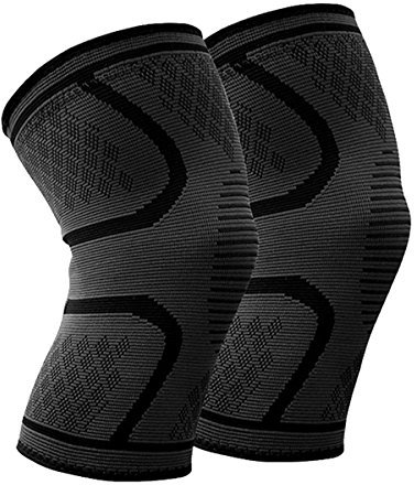 BESKEY Knee Support (Pair) Anti Slip Knee Brace Elastic Breathable Knee Compression Sleeve Help Joint Pain Relief for Arthritic Sufferer and Recovery from Injuries Fit for Sports (M, Black)