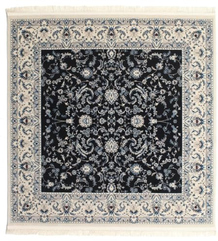 RugVista Nain Florentine Teppich, 150 x 150 cm, Dunkel Blau | Orientalische, Naher Osten, Traditionelle, Nain, Quadratisch, Niedriger Stapel, Nur chemische Reinigung, Oeko-Tex 100