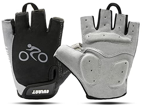 ONTYZZ Fahrradhandschuhe Fitness Handschuhe Damen Herren Trainingshandschuh Adjustable Sporthandschuhe für Radsport Camping Fingerlose Handschuhe Grau/L