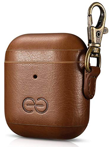 Dreem Om - Custodia per AirPods 1 e 2 con clip portachiavi, custodia per AirPods in pelle vegana, per uomini e donne, accessorio di lusso per auricolari per Apple iPhone, cioccolato
