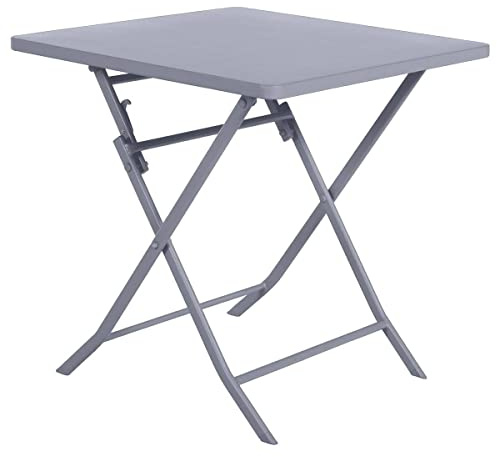 JJA Table Greensboro Carree 2P, Acier traité époxy, Gris Quartz, Large